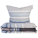 SCHIESSER Bettwäscheset Pino - Feinbiber - 2-teilig - 135 x 200 cm - Grau-Hellblau