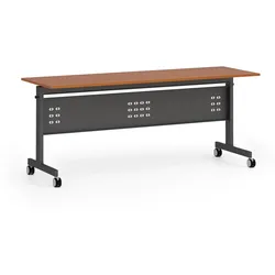 Mobiler Schreibtisch PRIMO MOBI, 1800 x 600 mm, schwarzes Untergestell, Kirschbaum
