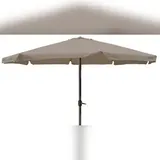 Lex XXL Alu Sonnenschirm Ø 4m Kurbelschirm Gartenschirm Marktschirm Krempe taupe : Taupe