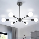 WOTTES Hängeleuchte, Hängelampe E27, lampe wohnzimmer, für Schlafzimmer, Wohnzimmer, Küche, E27 Glühbirne, Durchmesser 57cm(6 Glühbirnen)