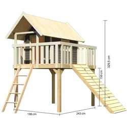 Akubi Stelzenhaus Fidel mit Satteldach inkl. Holzrampe terragrau