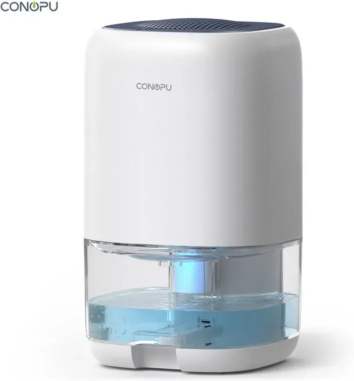 CONOPU Entfeuchter CS01H, 1000ml Wassertank, ideal für kleine Räume, 450ml/Tag Feuchtigkeitsentfernung, ultra-leise, 7-Farben LED-Ambientelicht, abnehmbarer & waschbarer Tank, tragbar.