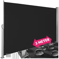 tectake® Seitenmarkise, aus Aluminium, Schutz vor Sonne und Wind, 160 x 300 cm