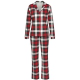 LASCANA Damen Schlafanzug schwarz-rot-weiß Gr.40/42