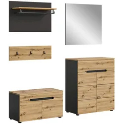 Garderobe Canu 4-teilig ca. 175x190x37cm Eiche Dekor,Grau
