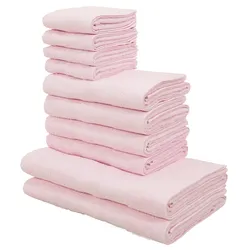 Handtuch Set MY HOME "Vanessa, 10-tlg Handtuch-Set, Duschtücher, Handtücher und Gästetücher", rosa, 10 tlg., Walkfrottee, Walkfrottee, Obermaterial: 100% Baumwolle, Handtuch-Sets, 100% Baumwolle, einfarbig, weich, saugstark, mit Bordüre