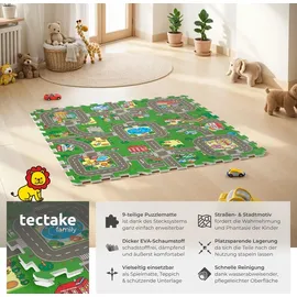 Tectake tectake® Puzzlematte Mycity 9-teilig, mit Stadt- und Straßenmotiv 90,5 x 90,5 cm Bunt