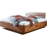 loreno® Schwebebett Holzbett Akazienholz 180 x 200 cm geteiltes Kopfteil LANZAROTE