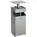 Proregal Kombiascher mit Schutzdach und Sieb 38 Liter, HxBxT 88 x 35 x 35 cm Verzinkter Stahl Silber