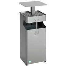 Proregal Kombiascher mit Schutzdach und Sieb 38 Liter, HxBxT 88 x 35 x 35 cm Verzinkter Stahl Silber