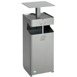 Proregal Kombiascher mit Schutzdach und Sieb 38 Liter, HxBxT 88 x 35 x 35 cm Verzinkter Stahl Silber