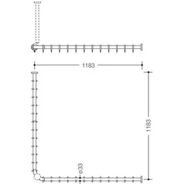 Hewi Duschvorhangstange 120 x 120 cm weiß