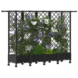 vidaXL Hochbeet mit Rankgitter und Dach 202,5 x 40 x 127 cm Schwarz