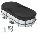Sandyseptember Ovale Poolabdeckung mit Zubehör für Oberirdische Pools, Pool Abdeckung Oval, Abdeckplane Poolabdeckung, um BläTter und Anderen Schmutz zu Blockieren(366 x 549 cm)