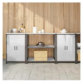 vidaXL Aufbewahrungsset für die Küche mit Regal 3 Pcs Silber Edelstahl