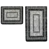 Almina Exclusive 2 Teiliges Bademattenset mit Muster Schwarz
