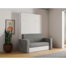 Ausziehbares Sofa 140 x 200 cm + Matratze - Manuelle vertikale Öffnung - Weiß & Grau - VACIALA II