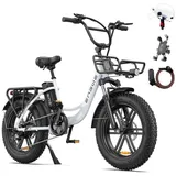 ENGWE E Bike Herren Elektrofahrräder E-Bike 48V 13Ah 624Wh Abnehmbarer Akku, 24 Zoll Fat Tire 250W Motor 5 PAS-Modus Damen E-Bike 7-Gang mit LCD-Display, E Bike ... - Weiß