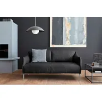 2,5-Sitzer W.SCHILLIG "sally", schwarz (schwarz z59), B:174cm H:78cm T:84cm, Longlife Xtra-Leder Z59: Glattleder mit modischer Prägung. Hautstärke 0, 9 - 1, 1 mm., Sofas, mit Metallfüßen in Chrom glänzend, Breite 174 cm