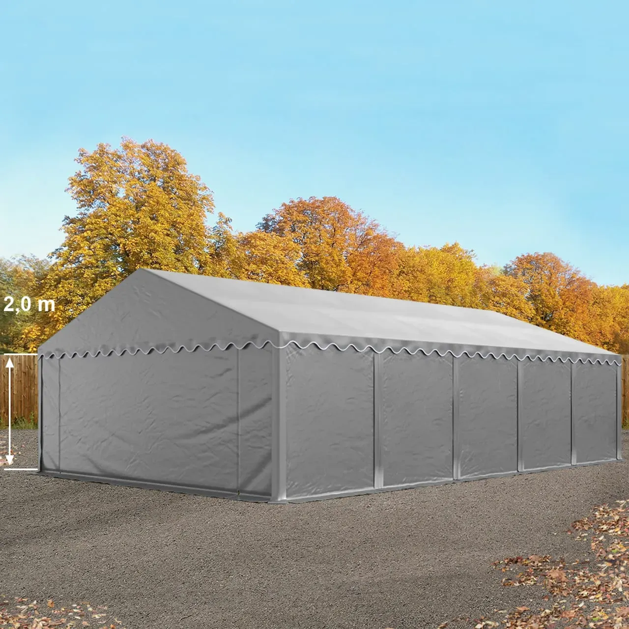 TOOLPORT  Tenda capannone 5x10m, Telo in PVC, grigio - (2333)