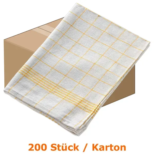 Geschirrtuch Mopptex Baumwolltuch 50 x 70 cm 80g gelb Karton 200 Stück, 100% Baumwolle, premium Qualität, sehr langlebig
