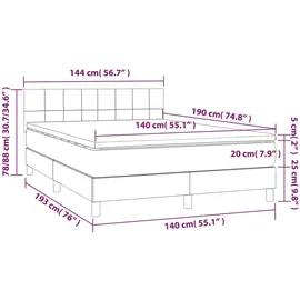 vidaXL Boxspringbett mit Matratze Hellgrau 140x190 cm Stoff1383157