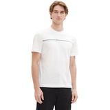 TOM TAILOR Herren T-Shirt mit Streifen-Print & Weiß,Dunkelblau,Hellblau - XL