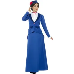 Nanny Kindermädchen Damenkostüm Blau - XXL