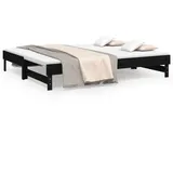 vidaXL Tagesbett Ausziehbar Schwarz 2x(90x200) cm Massivholz Kiefer1370005