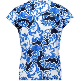 Betty & Co Blusenshirt mit Gummizug in Weiß/Dunkelblau | Gr.: L