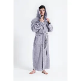 Bruno Banani Herrenbademantel BRUNO BANANI "Danny, Normallänge & Überlänge, auch in extra lang, Hotelbademantel" Gr. XXL, grau, L:145cm, Walkfrottee, Hausmäntel, mit Logostreifen, Herren Bademantel aus 100% Baumwolle, S-4XL