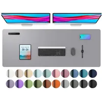 LuxusKollektion Schreibtischunterlage Schreibtischunterlage Mauspad Büro PU-Leder wasserdicht 122x43cm grau