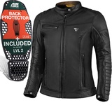 SHIMA WINCHESTER 2.0 Damen - Klassische Biker-Lederjacke mit Rücken, Schulter und Ellbogen Protektoren, verstärkte Doppelnähte (Schwarz,