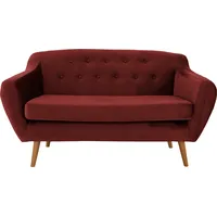 2-Sitzer ANDAS "Renne" Sofas Gr. B/H/T: 128cm x 78cm x 73cm, Samtvelours, rot (bordeaux) mit Heftung im Rücken skandinavischem Stil