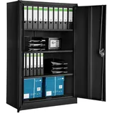 tectake® Aktenschrank abschließbar, Schrank Büro, Metallschrank zur Werkstatteinrichtung, Besenschrank, Vorratsschrank, Werkstattschrank, Spind Schrank - schwarz, 140x90x40 cm | Nr. 402937