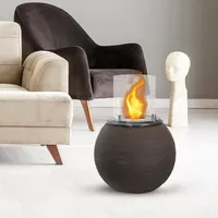 Dmora - Bioethanol-Kamin Dserturin, Ökologischer Kamin, Rauchfreies Feuer, Heizung mit Ethanol, Made in Italy, 40x40 h54 cm, Braun