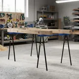 HOMCOM Set aus 2 robusten, klappbaren Sägeböcken aus Metall, Blau