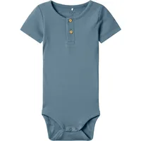 NAME IT Rib Baby Body Kurzarm in Blau 56