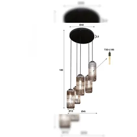 KAWOLA Hängeleuchte CARTOLA Hängelampe 5-flammig Glas schwarz