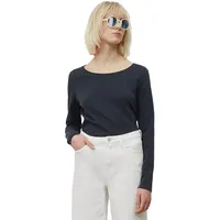 Marc O'Polo Marc OߴPolo Denim Damen, Langarmshirt aus Bio-Baumwolle mit U-Boot-Ausschnitt, blau (Scandinavian Blue), M - M