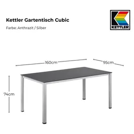 Kettler Gartentisch 160 x 95 x 74 cm Silber/Anthrazit
