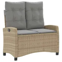 VidaXL Gartenbank Verstellbar mit Kissen Beige Poly Rattan