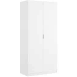 Dmora Kleiderschrank Giovo, Garderobe für Schlafzimmer, Kleiderschrank mit 2 Flügeltüren, 81x52h184 cm, Weiß
