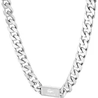 Panzerkette LACOSTE "BACKHAND, 2040433, 2040434", silber (edelstahlfarben), Halsketten, Herren, Edelstahl, L: 56cm B: 1mm, B:1mm