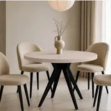 Dekori Möbel runder, ausziehbarer Esstisch mit Holzbeinen, Vento, Loft-Stil, modern, Durchmesser: 90 bis 220 cm (Kaschmir/Schwarz, 110/160)