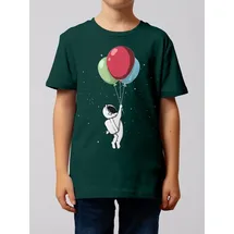 wat? APPAREL T-Shirt Little Balloon Astronaut in Dunkelgrün | Gr.: 134-146