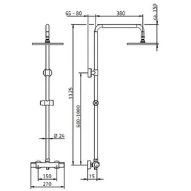 HSK RS 100 Aufputz-Duschsystem mit Thermostat Silber 1003600