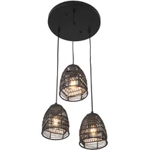 lux.pro Andover 3-flg. 131 cm schwarz Rattan und Metall