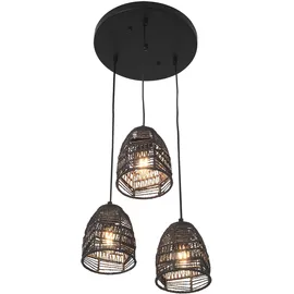 lux.pro Andover 3-flg. 131 cm schwarz Rattan und Metall