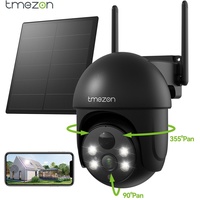 TMEZON WLAN Überwachungskamera Aussen 360° PTZ Solar/Akku Kamera IP66 Nachtsicht